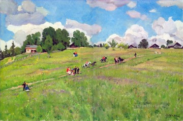  1923 Painting - the rural holiday on the hill ligachrvo 1923 Konstantin Yuon